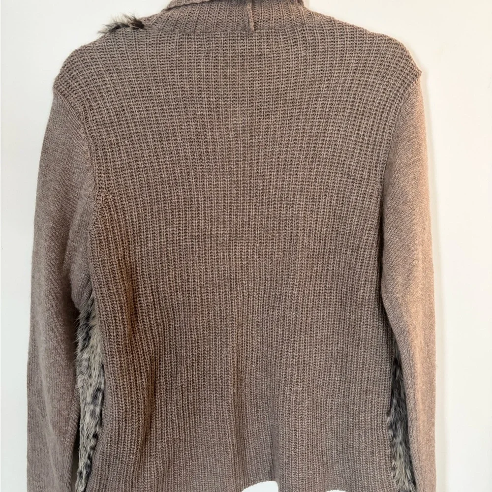 Quinn light brown rabbit fur and cashmere cardigan size SMALL